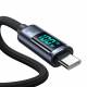 Joyroom vævet USB-C kabel med display - 100W - 1,2m - Sort