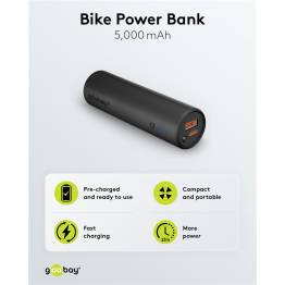  Goobay powerbank til cykel, løbehjul osv. med lommelygte - 5.000 mAh