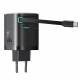 Joyroom 65W GaN PD oplader m udtrækkeligt USB-C kabel og USB-C/USB-A porte