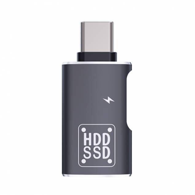 USB-A hun til USB-C han med USB-C port til 15W opladning - Sort