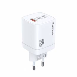  Wozinsky 65W GaN PD oplader m 2x USB-C og 1x USB-A porte