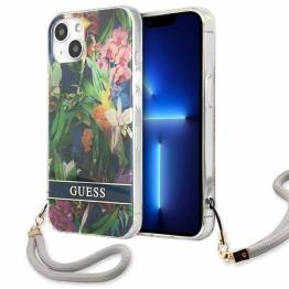 Guess GUHCP13MHFLSB iPhone 13 blå hardcase med blomsterstrop