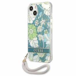  Guess GUHCP13MHFLSN iPhone 13 grøn hardcase med blomsterrem