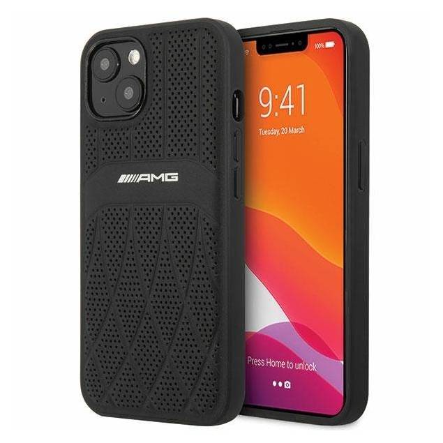 AMG iPhone 13 sort hardcase læder buede linjer