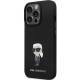 Karl Lagerfeld til iPhone 13 Pro Max - sort silikone Ikonik metal-pin