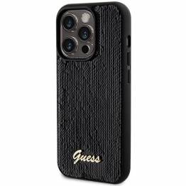  Guess Sequin Script Metal-cover til iPhone 13 Pro / 13 - sort