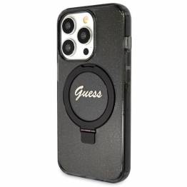  Guess Ring Stand Script Glitter MagSafecover til iPhone 13 Pro Max - sort