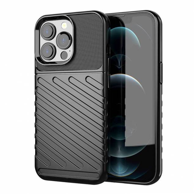 Thunder Case Fleksibel Tough Rugged TPU Cover til iPhone 13 Pro sort