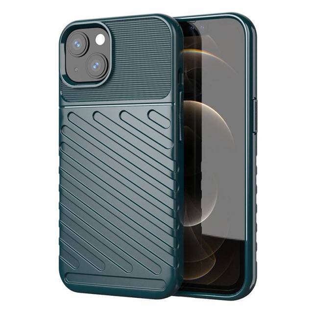 Thunder Case Fleksibel Tough Rugged TPU Cover til iPhone 13 mini grøn