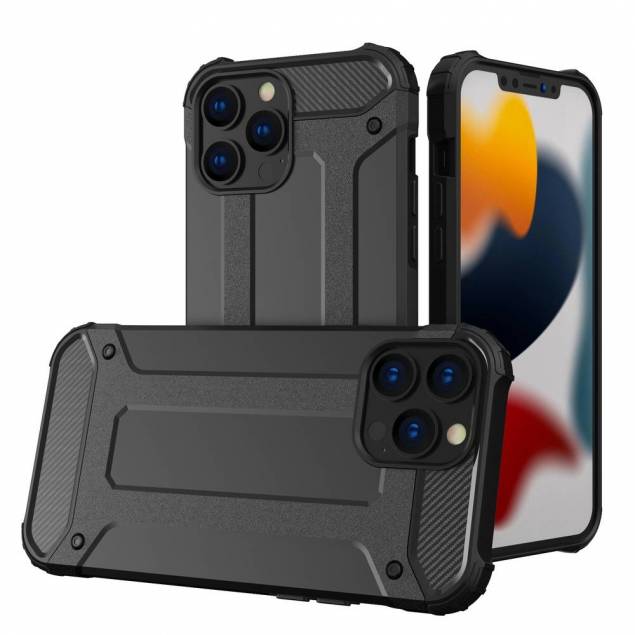 Hybrid armor Tough Rugged Cover til iPhone 13 Pro sort