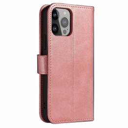  Elegant bookcase cover med klap og kickstand til iPhone 13 Pro Max pink