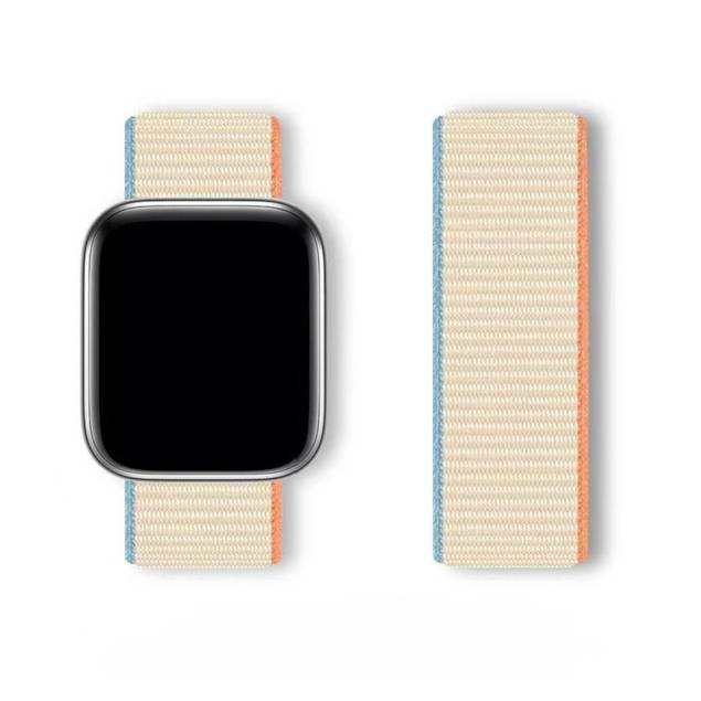 Sport nylon Loop rem til Apple Watch Ultra samt Watch 38/40/41/42mm - Beige/Blå/Orange