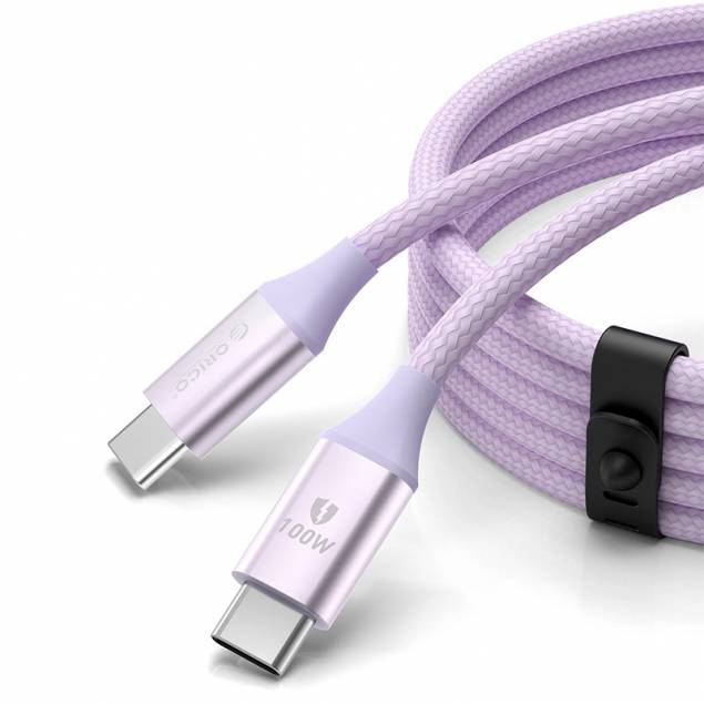 Orico USB-C 100W PD kabel med hårdfør nylon vævning - 1m - Lilla Orico USB-C 100W PD kabel med hårdfør nylon vævning - 1m - Lilla