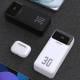 Dudao K15Max powerbank 30.000mAh m USB-C og Lightning kabel - 22,5W PD+QC - Sort