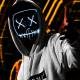 Halloween, fastelavn og fest LED maske - 2-farvet - Orange/Lilla