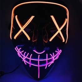Halloween, fastelavn og fest LED maske - 2-farvet - Orange/Lilla