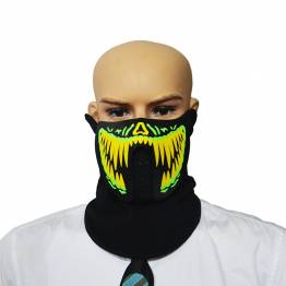 Halloween, fastelavn og fest LED maske - stemme aktiveret - Gul/Grøn