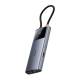 Baseus USB-C 6-i-1 hub: 2xUSB, 2xUSB-C 100W PD, HDMI og RJ45 og On/Off knap til skærm