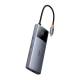 Baseus USB-C 6-i-1 hub: 2xUSB, 2xUSB-C 100W PD, HDMI og RJ45 og On/Off knap til skærm