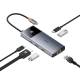 Baseus USB-C 6-i-1 hub: 2xUSB, 2xUSB-C 100W PD, HDMI og RJ45 og On/Off knap til skærm