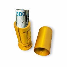  Puzzlebox cylinder labyrint til pengegaver og geocaching - 3D printet - Guld