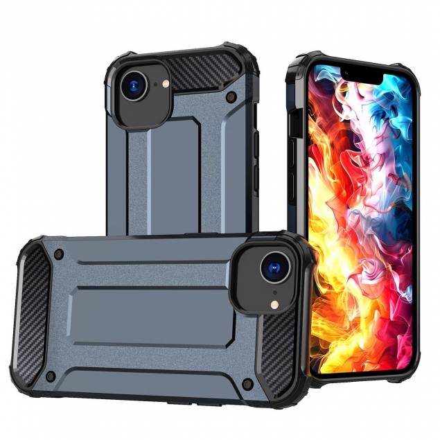 Ekstra beskyttende iPhone 16e Hybrid Armor cover - Metalblå/Sort Ekstra beskyttende iPhone 16e Hybrid Armor cover - Metalblå/Sort