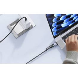  2-i-1 USB-C til USB-C og Magsafe 3 PD hurtig opladning vævet kabel - 140W - 2m