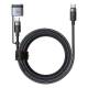 2-i-1 USB-C til USB-C og Magsafe 3 PD hurtig opladning vævet kabel - 140W - 2m