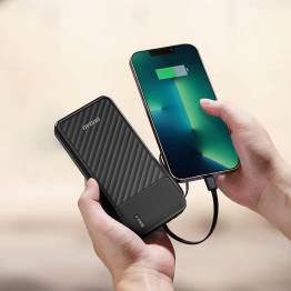  Dudao K11 10000mAh Powerbank m. USB, USB-C, Lightning og micro-usb kabel