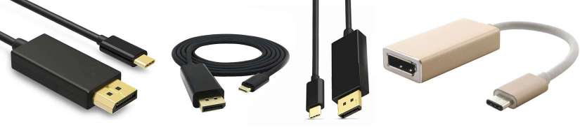 USB-C (thunderbolt 3) til Displayport adaptere og kabler